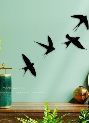Дерев'яна картина-панно "swallows"2 фото