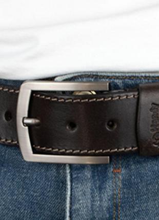 Ремень мужской кожаный батал handycover hc0072 коричневый xxl (150 см) серая пряжка6 фото