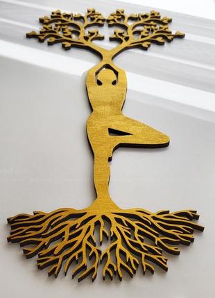 Настенное панно из дерева "йога" арт. ma00166 фото
