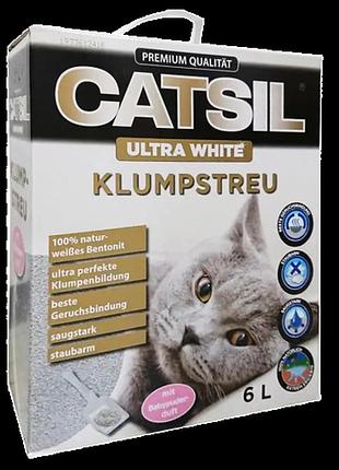 Наполнитель для кошек ultra white бентонитовый с запахом детской присыпки, 6 л