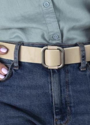 Ремінь шкіряний жіночий під джинси бежевий jk-3563 beige (115 см)