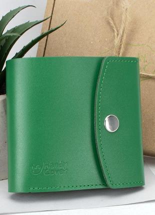 Кошелек женский кожаный маленький на кнопке handycover hc0062 зеленый1 фото