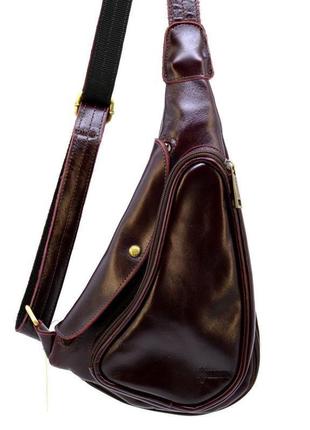 Міні-рюкзак з натуральної шкіри на одне плече gm-3026-3md tarwa кольору марсала1 фото