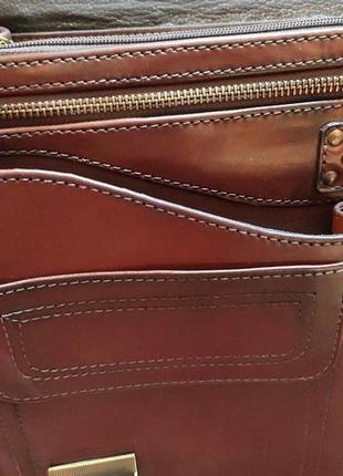 Іменний коричневий шкіряний портфель "монограма"5 фото