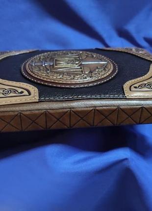 Именной коричневый кожаный блокнот "герб"