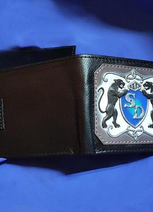 Іменний чорний шкіряний гаманець "пантера"5 фото