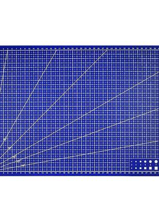 Мат для резки , формат а3, с разметкой, односторонний, полиуретан, толщина 1.5 mm blue