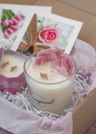 Ароматный "relax" набор соевых свечей с ароматом розовой spa-соли.3 фото