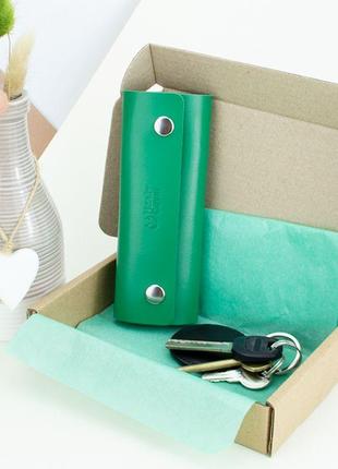 Подарочный набор женский handycover №54 (зеленый) кошелек + ключница + обложка на паспорт5 фото