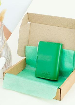 Подарунковий набір жіночий handycover №63 (зелений) обкладинка на документи і на паспорт + ключниця8 фото