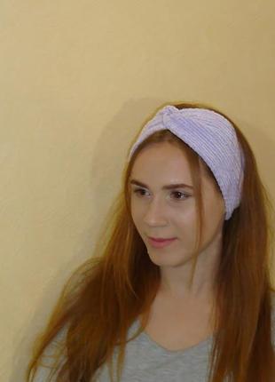 Вязаная повязка на голову чалма супермягкая и нежная - мисс велюр2 фото