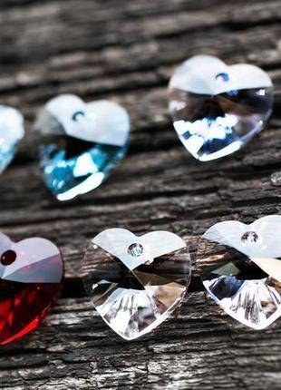 Срібні сережки з swarovski hearts кристалами подарунок на день закоханих5 фото