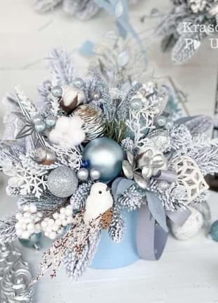 Композиція зимова бавовна, колекція “новорічні історії”, дизайн “блакитна пастель” -  xmasdecor-1232 фото