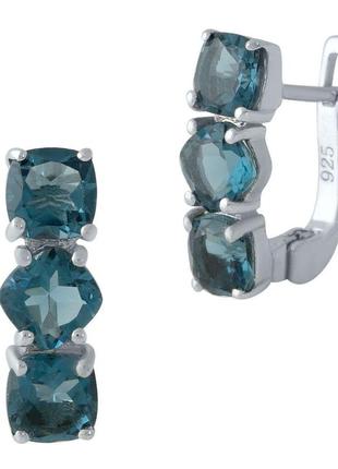 Серебряные серьги ogosilver с топазом лондон блю 2.985ct (1986561)