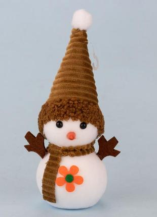 Декор новорічний сніговик 20 см з оранжевою квіточкою