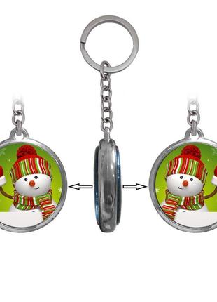 Брелок 6972 объемный снеговик зеленый