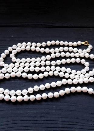 Довге намисто з натуральних білих перлів високого класу довге намисто з натуральних перлів5 фото