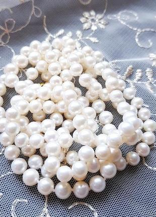 Довге намисто з натуральних білих перлів високого класу довге намисто з натуральних перлів4 фото