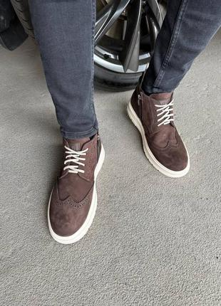 Мужские ботинки из нубука (2600-2д) 40 vzutik коричневый (2000002761723)2 фото