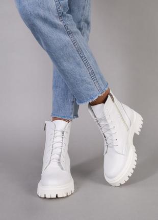 Женские кожаные ботинки (5584з) 38 vzutik белый (2000002528029)4 фото