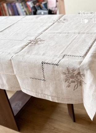 Скатерть 135*180 см цвета кофе с молоком с вышивкой #883-tablecloth-53