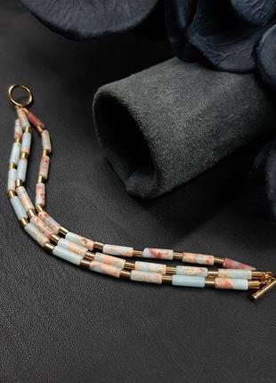 Женский браслет из амазонита. многорядный браслет из натуральных камней4 фото