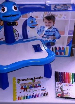 Детский стол проектор для рисования со светодиодной подсветкой tv10017 голубой3 фото