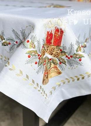 Велика скатертина вишита (150*220 см), “різдвяні дзвони” - xmastable-4