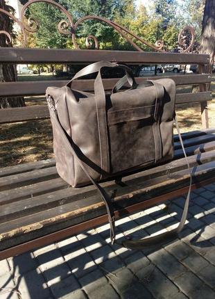 Большая дорожная сумка из винтажной кожи (crazy horse), спортивная кожаная сумка3 фото