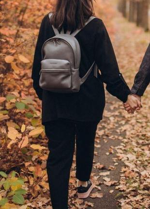 Серый городской рюкзак м из натуральной кожи, кожаный женский рюкзак1 фото