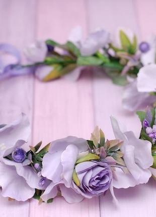 Вінок вінок з квітами фіолетовий3 фото