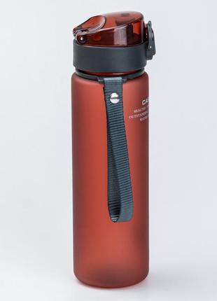 Спортивна пляшка для води 560 мл з фліп-кришкою з ремінцем червона2 фото