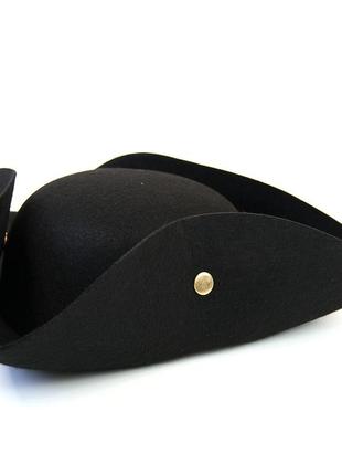 Шляпа пирата треуголка с заклепками (черный)3 фото