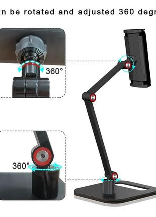 Держатель / подставка настольная / поворотная 360° / для планшетов, смартфонов / металлическая silver4 фото