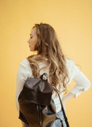 Стильний міський рюкзак з шкіри, жіночий шкіряний рюкзак, чорний рюкзак міський bagster1 фото