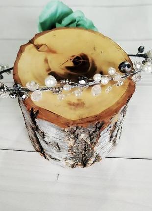 Ободок серебристо-жемчужный