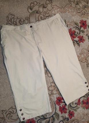 Стрейч-коттон,летние,песочные,укороченные брюки-капри с карманами,evr 58,мега батал5 фото