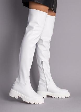 Жіночі шкіряні чоботи-панчохи (9919д) 39 vzutik білий (2000002266761)