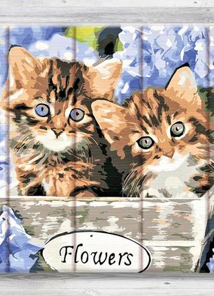 Картина по номерам на дереве "котики в кошику" 30х40 см artstory разноцветный (2000001692721)