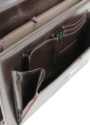 Чоловічий діловий портфель 40х30х12 см jpb коричневий (2000001599112)7 фото