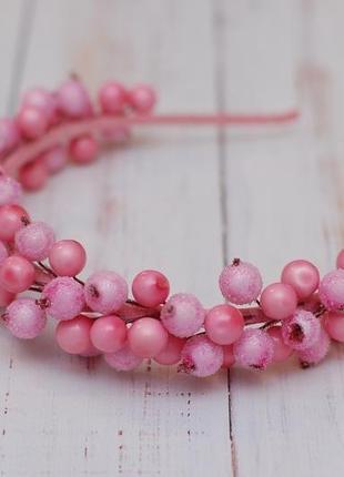 Ніжно-рожевий обруч з ягодами калини3 фото