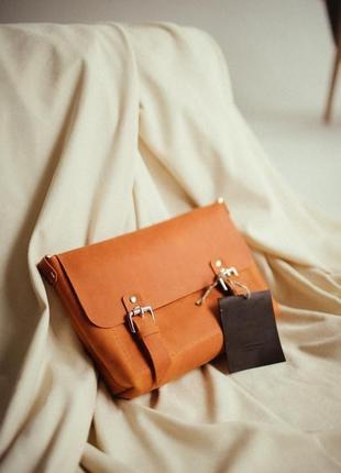 Стильная коричневая кожаная сумка, сумка из кожи крейзи хорс, crazy horse4 фото