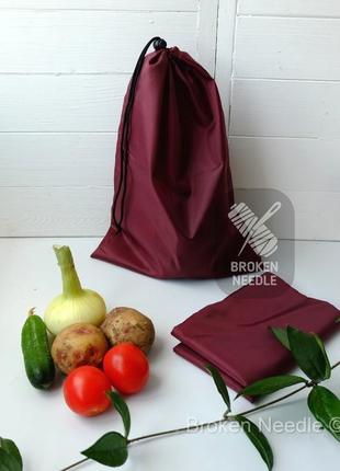 Еко мішок з плащової тканини бордовий, еко торбинка, мішок для продуктів,тканинної пакет1 фото