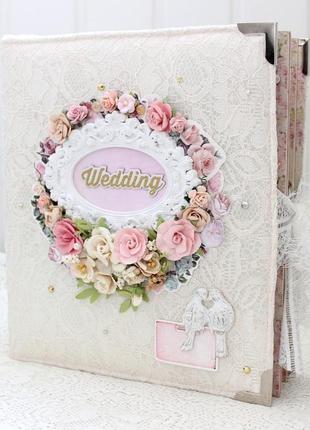 Большой свадебный фотоальбом скрапбукинг , свадебный альбом ручной работы , свадебный скрапальбом