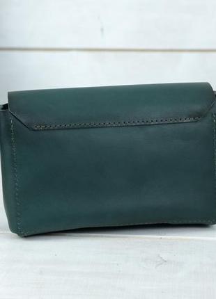 Кожаная женская сумочка итальяночка, кожа итальянский краст, цвет зеленый5 фото