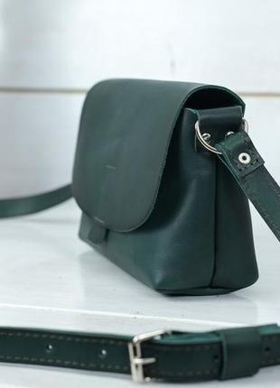 Кожаная женская сумочка итальяночка, кожа итальянский краст, цвет зеленый4 фото