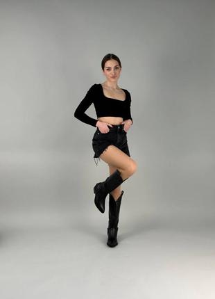 Женские кожаные сапоги (8562-1д) 41 vzutik черный (2000002760573)8 фото