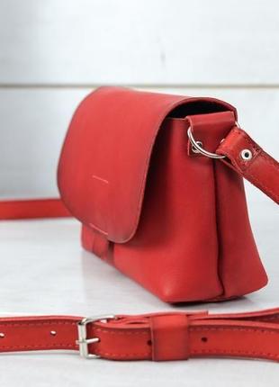 Шкіряна жіноча сумочка італьяночка, шкіра італійський краст, колір червоний4 фото