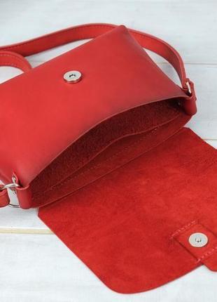 Кожаная женская сумочка итальяночка, кожа итальянский краст, цвет красный6 фото