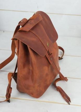 Женский кожаный рюкзак "прага", винтажная кожа, цвет коньяк2 фото